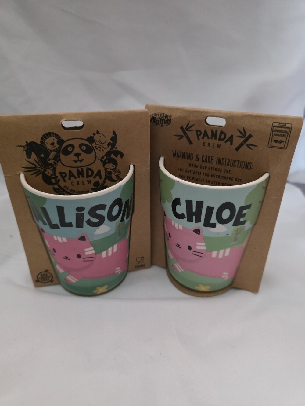 Panda Crew Cat Kitten Kittens Kids Cup - Personalized Name Options